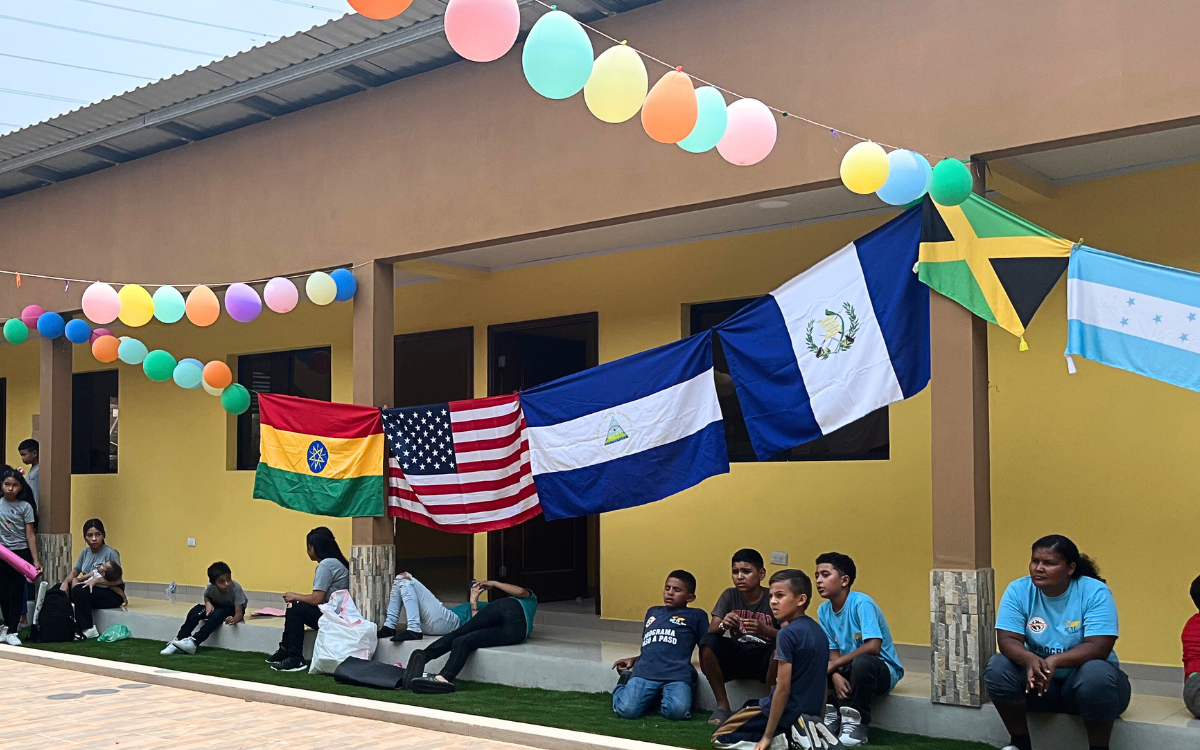 Country flags in the new family life center in Honduras