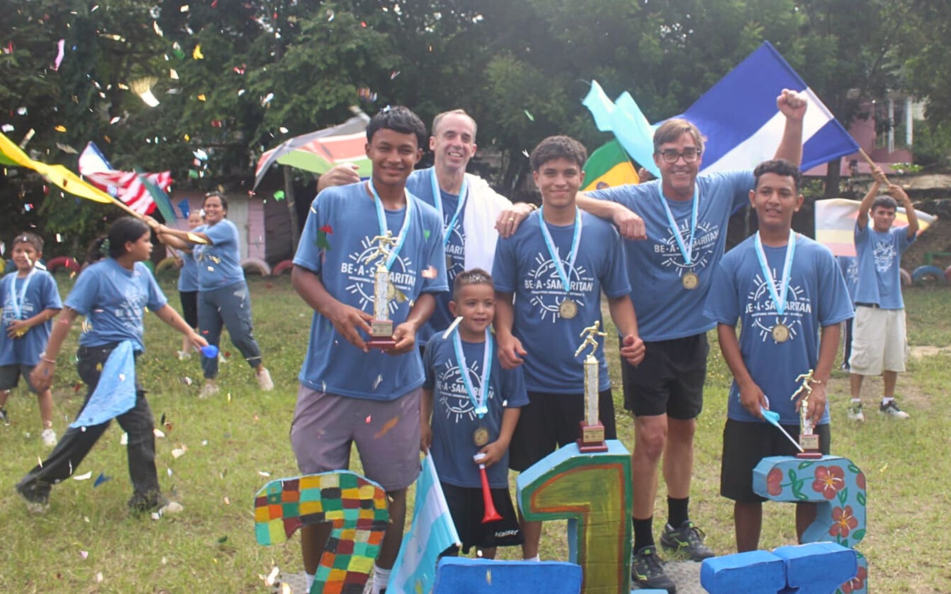 Scholars celebrating in Honduras after the 5K, Oct. 25, 2025