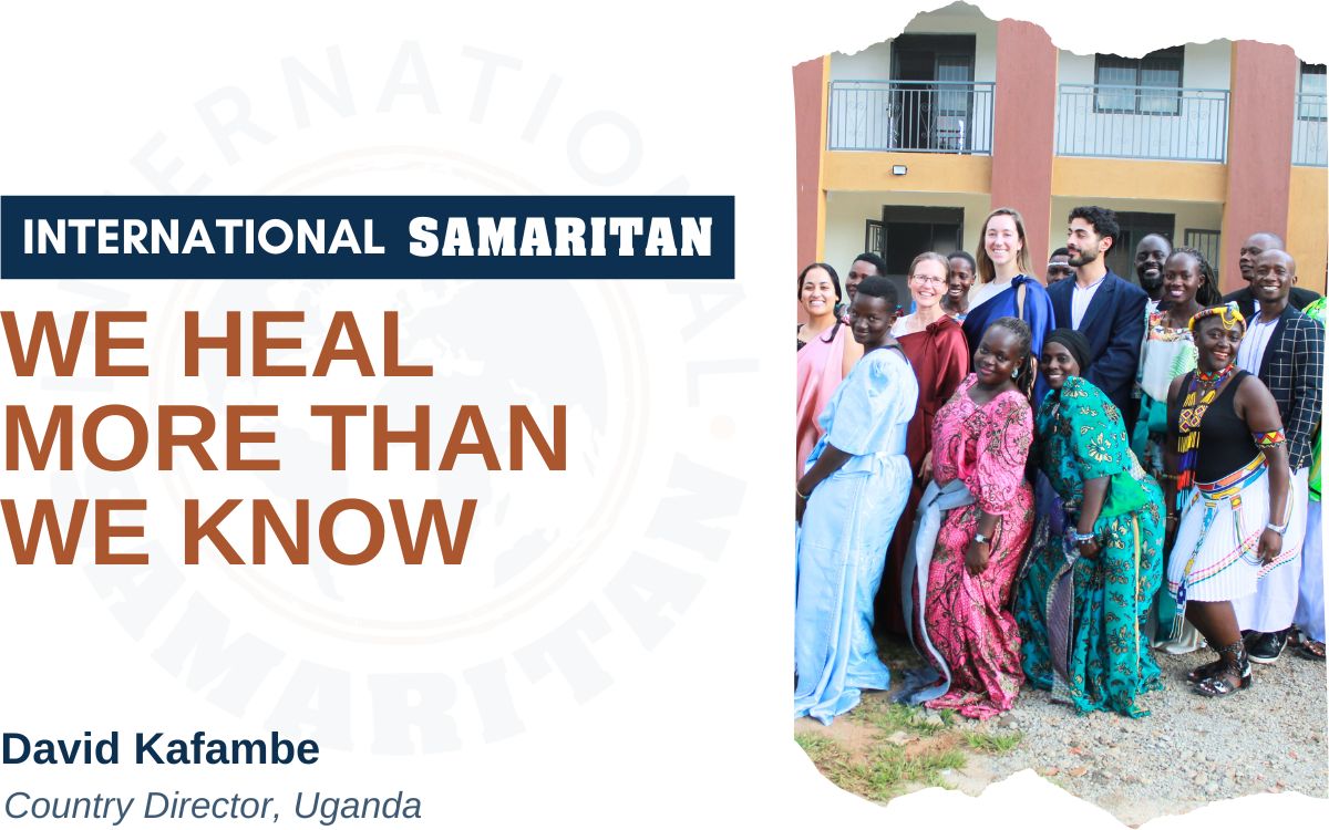 "We Heal More Than We know" headline plus photo of doctors and members of the Kiteezi community.