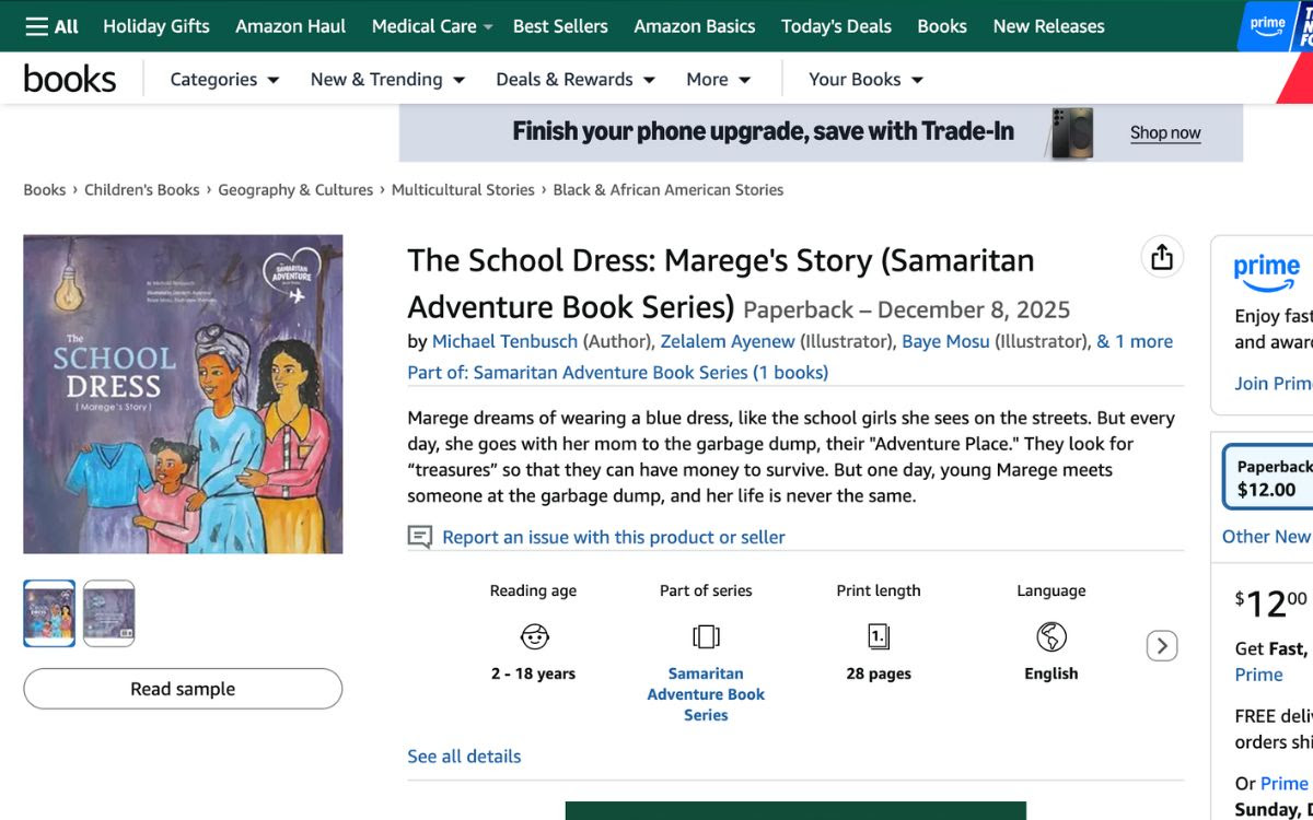 A screenshot of the Amazon listing for The School Dress
